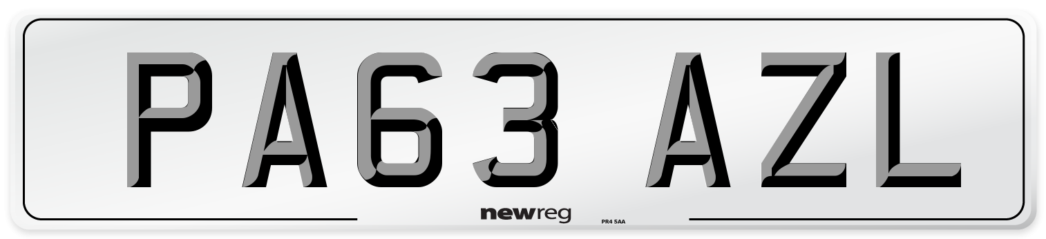 PA63 AZL Number Plate from New Reg